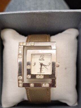 Terner Square Crystal Accent Watch in Metallic Gold